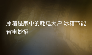 冰箱是家中的耗电大户 冰箱节能省电妙招