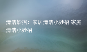 清洁妙招：家居清洁小妙招 家庭清洁小妙招