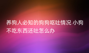 养狗人必知的狗狗呕吐情况 小狗不吃东西还吐怎么办