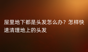 屋里地下都是头发怎么办？怎样快速清理地上的头发