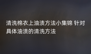 清洗棉衣上油渍方法小集锦 针对具体油渍的清洗方法